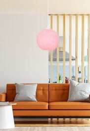 Opviq Lámpara de araña de yute hecha a mano Rosa y Blanco
